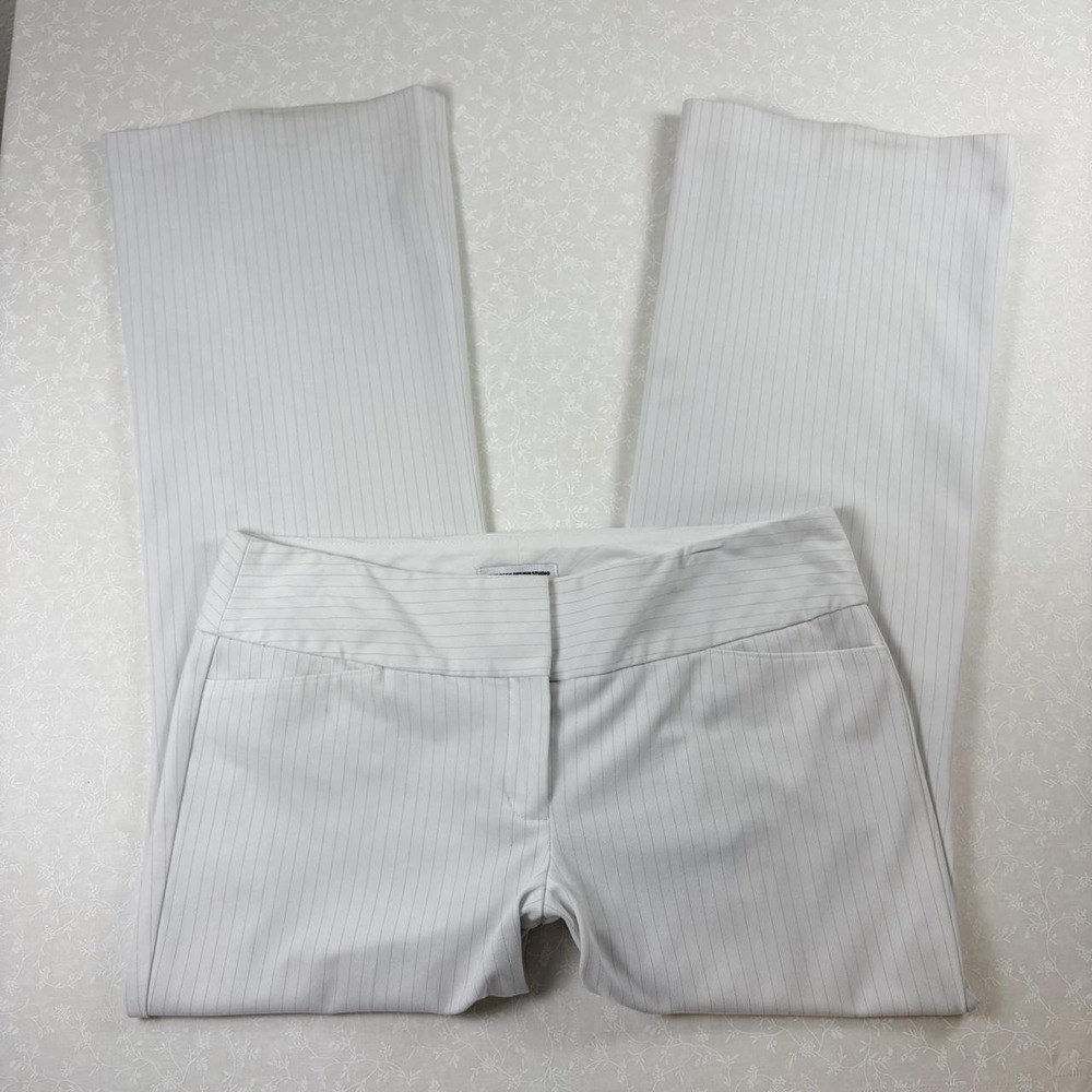 Express Design Studio Editor White Pinstripe Trousers Size 12